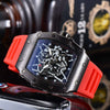 Hollow Barrel Shape Quartz Wrist Watch Fashion Business Style Rubber Strap Stainless Steel Clasp Pointer Display