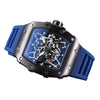 Hollow Barrel Shape Quartz Wrist Watch Fashion Business Style Rubber Strap Stainless Steel Clasp Pointer Display
