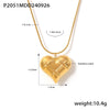 Hollow Check Love Pendant Stainless Steel Necklace With 18K Real Gold Plated Electroplating For Women Geometric Styling