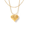 Hollow Check Love Pendant Stainless Steel Necklace With 18K Real Gold Plated Electroplating For Women Geometric Styling