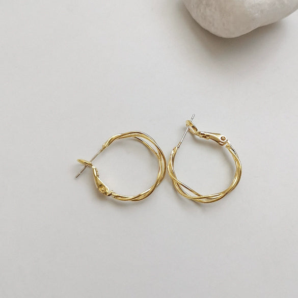 Hollow Dream Catcher No Piercing Ear Clip Earrings Copper Plated With Real Gold Geometric Style For Women