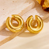 Hollow Ear Clip Titanium Steel Geometric Cartoon Style Vacuum Electroplated In Furnace