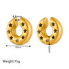 Hollow Ear Clip Titanium Steel Geometric Cartoon Style Vacuum Electroplated In Furnace