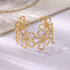 Hollow Flower Exaggerated Opening Bracelet Iron Electroplating Minimalist Style