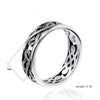 Hollow Geometric Pattern Stainless Steel Ring With Oiled Finish For Men And Women
