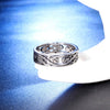 Hollow Geometric Pattern Stainless Steel Ring With Oiled Finish For Men And Women