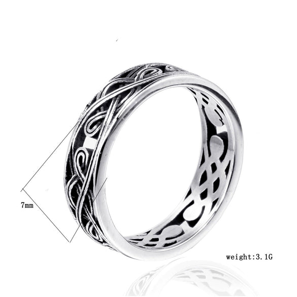Hollow Geometric Pattern Stainless Steel Ring With Oiled Finish For Men And Women