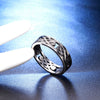 Hollow Geometric Pattern Stainless Steel Ring With Oiled Finish For Men And Women