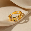 Hollow Geometric Stainless Steel Flower Ring 18K Gold Plated