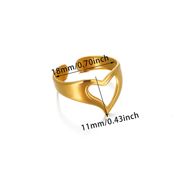 Hollow Geometric Stainless Steel Flower Ring 18K Gold Plated