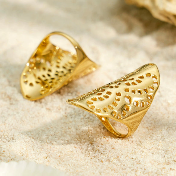 Hollow Geometric Titanium Steel Ring For Women And Unisex Chic Simple Light Luxury Electroplated Stainless Steel Jewelry