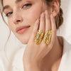 Hollow Geometric Titanium Steel Ring For Women And Unisex Chic Simple Light Luxury Electroplated Stainless Steel Jewelry