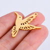 Hollow Hummingbird Stainless Steel Animal Pendant Doublesided Polished Electroplated Diy Jewelry Accessories