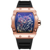 Hollow Imitation Mechanical Fashion Sports Student Silicone Quartz Watch For Women With Barrel Shaped Dial And Alloy Case