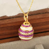 Hollow Oil Drop Zircon Egg Pendant Hip Hop Jewelry Copper 18K Gold Plated Clavicle Chain With Geometric Design