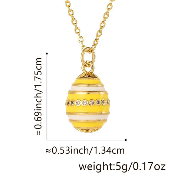 Hollow Oil Drop Zircon Egg Pendant Hip Hop Jewelry Copper 18K Gold Plated Clavicle Chain With Geometric Design