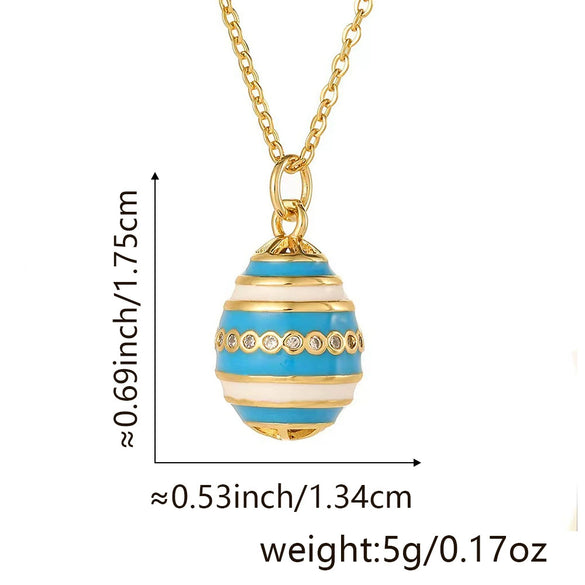 Hollow Oil Drop Zircon Egg Pendant Hip Hop Jewelry Copper 18K Gold Plated Clavicle Chain With Geometric Design