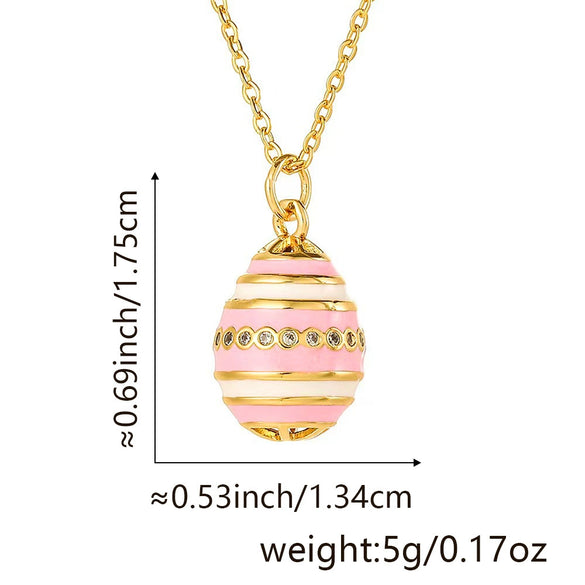 Hollow Oil Drop Zircon Egg Pendant Hip Hop Jewelry Copper 18K Gold Plated Clavicle Chain With Geometric Design
