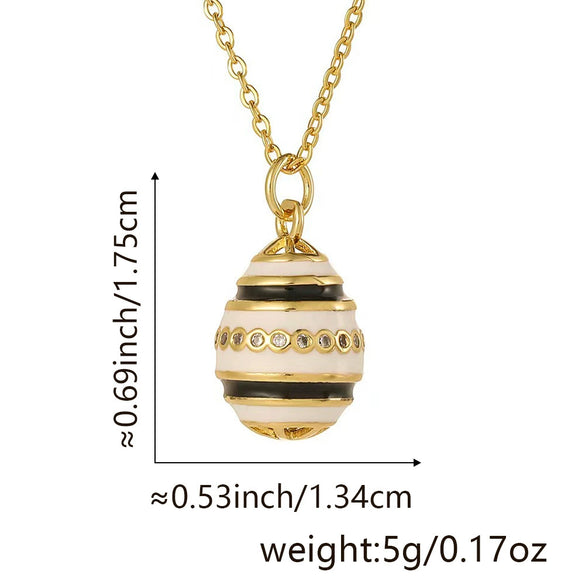 Hollow Oil Drop Zircon Egg Pendant Hip Hop Jewelry Copper 18K Gold Plated Clavicle Chain With Geometric Design