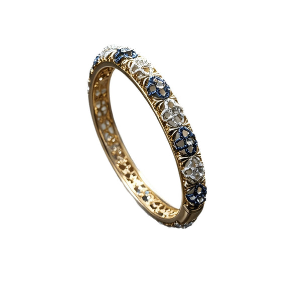 Hollow Open Cuff Bracelet With Enamel Finish And Diamond Embellishment Retro Court Style Plated Fashion Jewelry Wholesale