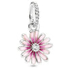 Hollow Pink Beaded Daisy Pendant Metal Jewelry Accessories With Electroplating And Totem Pattern For Female Diy Bracelet
