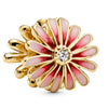 Hollow Pink Beaded Daisy Pendant Metal Jewelry Accessories With Electroplating And Totem Pattern For Female Diy Bracelet