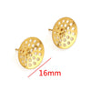 Hollow Round Ear Studs Handmade From Stainless Steel And Titanium Steel With Hirback Pattern And Electroplating Treatment