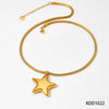 Hollow Stainless Steel Necklace With Electroplated Ball Love And Five Pointed Star Pendant On Snake Chain Heart Shaped And Geometric Pattern