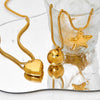 Hollow Stainless Steel Necklace With Electroplated Ball Love And Five Pointed Star Pendant On Snake Chain Heart Shaped And Geometric Pattern