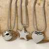 Hollow Stainless Steel Necklace With Electroplated Ball Love And Five Pointed Star Pendant On Snake Chain Heart Shaped And Geometric Pattern