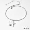 Hollow Stainless Steel Necklace With Electroplated Ball Love And Five Pointed Star Pendant On Snake Chain Heart Shaped And Geometric Pattern