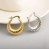 Hollow Titanium Steel Crescent Shape Geometric Electroplated Women's Earrings