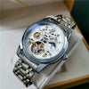 Hollowout Automatic Mechanical Men's Watch With Flywheel Waterproof Luminous Moon Phase Multifunction Fine Steel Strap Alloy Case Mineral Reinforced Glass Mirror Round Dial
