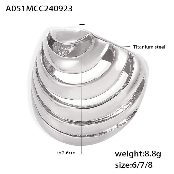 Hollowout Titanium Steel Ring With Geometric Design 18K Gold Plated For Women