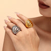 Hollowout Titanium Steel Ring With Geometric Design 18K Gold Plated For Women