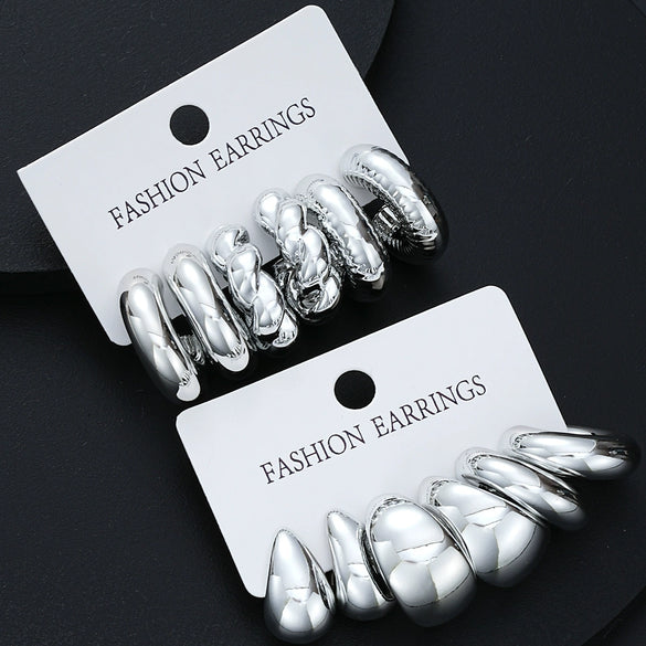 Hoop Earrings Ccb Material Geometric Shape Electroplating Minimalist Style Unisex