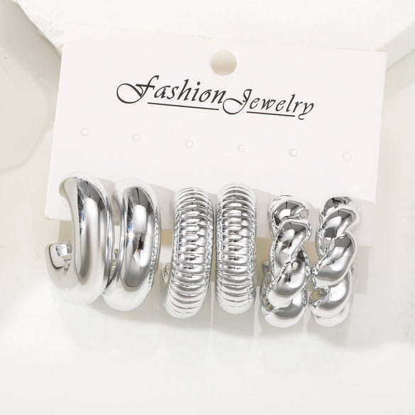 Hoop Earrings Ccb Material Geometric Shape Electroplating Minimalist Style Unisex