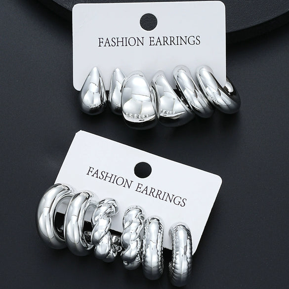 Hoop Earrings Ccb Material Geometric Shape Electroplating Minimalist Style Unisex
