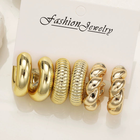 Hoop Earrings Ccb Material Geometric Shape Electroplating Minimalist Style Unisex