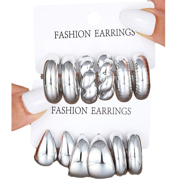 Hoop Earrings Ccb Material Geometric Shape Electroplating Minimalist Style Unisex