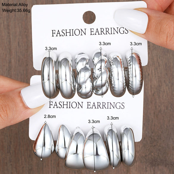 Hoop Earrings Ccb Material Geometric Shape Electroplating Minimalist Style Unisex