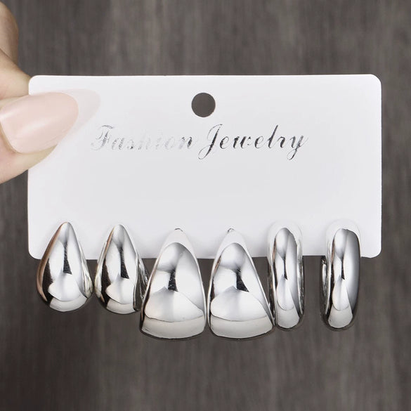 Hoop Earrings Ccb Material Geometric Shape Electroplating Minimalist Style Unisex