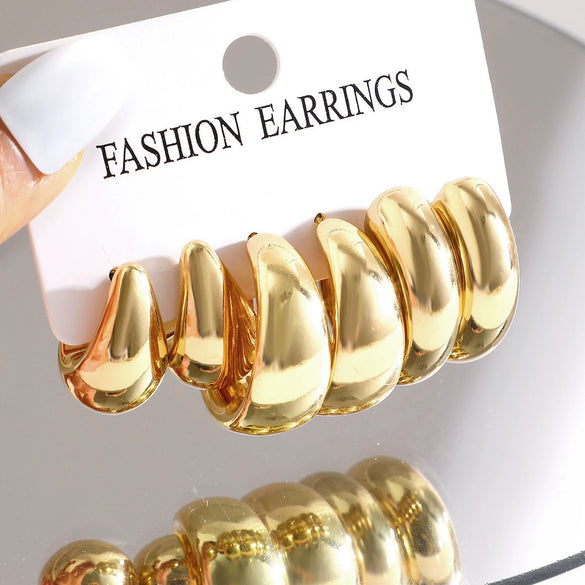 Hoop Earrings Ccb Material Geometric Shape Electroplating Minimalist Style Unisex