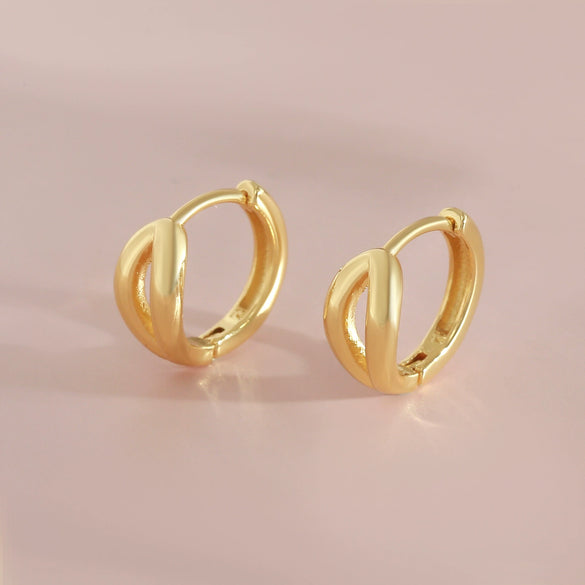 Hoop Earrings Copper Geometric Style Electroplating