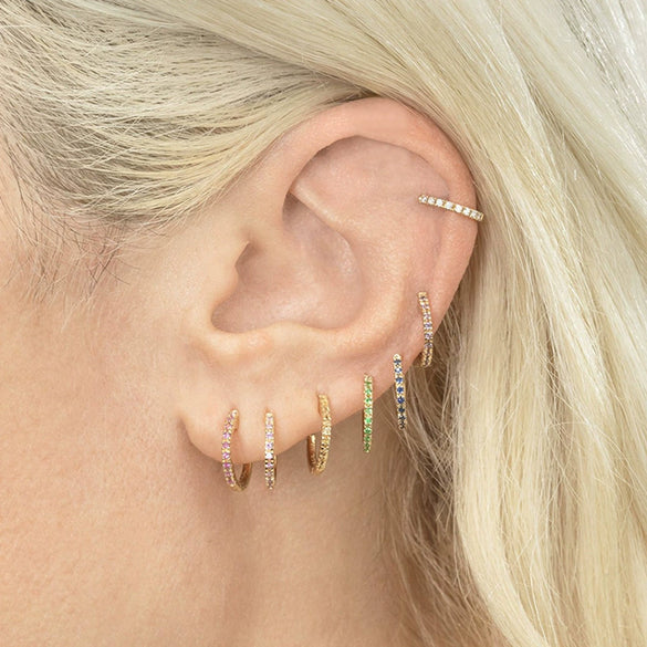 Hoop Earrings Copper Plated With Real Gold Geometric Zircon Inlay Jewelry For Women