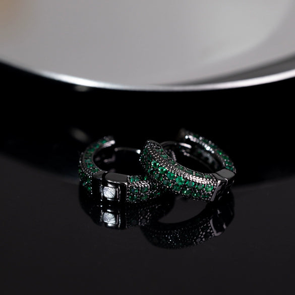 Hoop Earrings Copper With Zircon Inlay Geometric Style For Men And Women