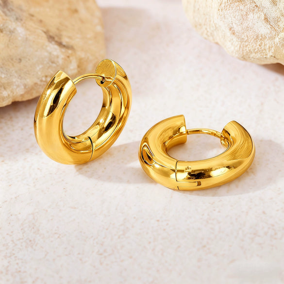 Hoop Earrings Titanium Steel Geometric Electroplating For Women Punk Style