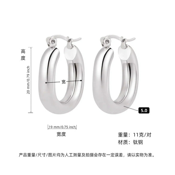 Hoop Earrings Titanium Steel Geometric Electroplating For Women Punk Style