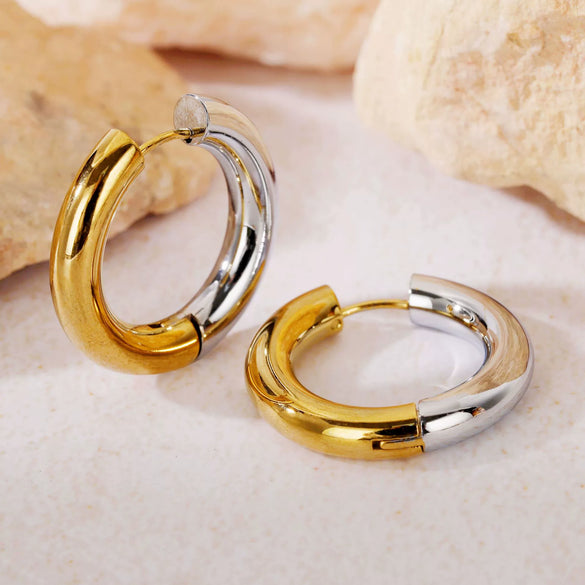 Hoop Earrings Titanium Steel Geometric Electroplating For Women Punk Style