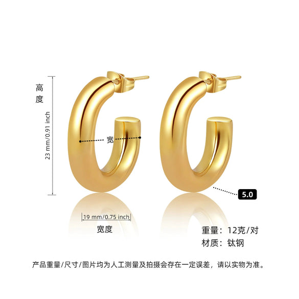 Hoop Earrings Titanium Steel Geometric Electroplating For Women Punk Style